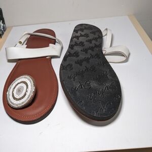 White and Brown Women's Sandals
